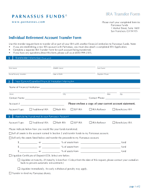 Parnassus Funds IRA Transfer Form