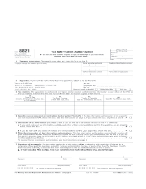 IRS Form 8821 Tax Information Authorization