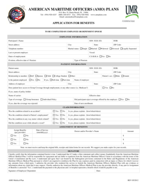 AMO Medical Plan Application for Benefits