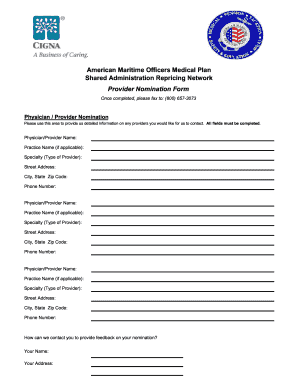 CIGNA Provider Nomination Form - American Maritime Officers Plans