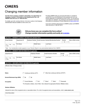 OMERS Change Member Information Form