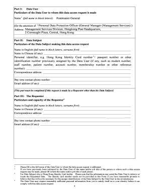 Hong Kong Data Access Request Form