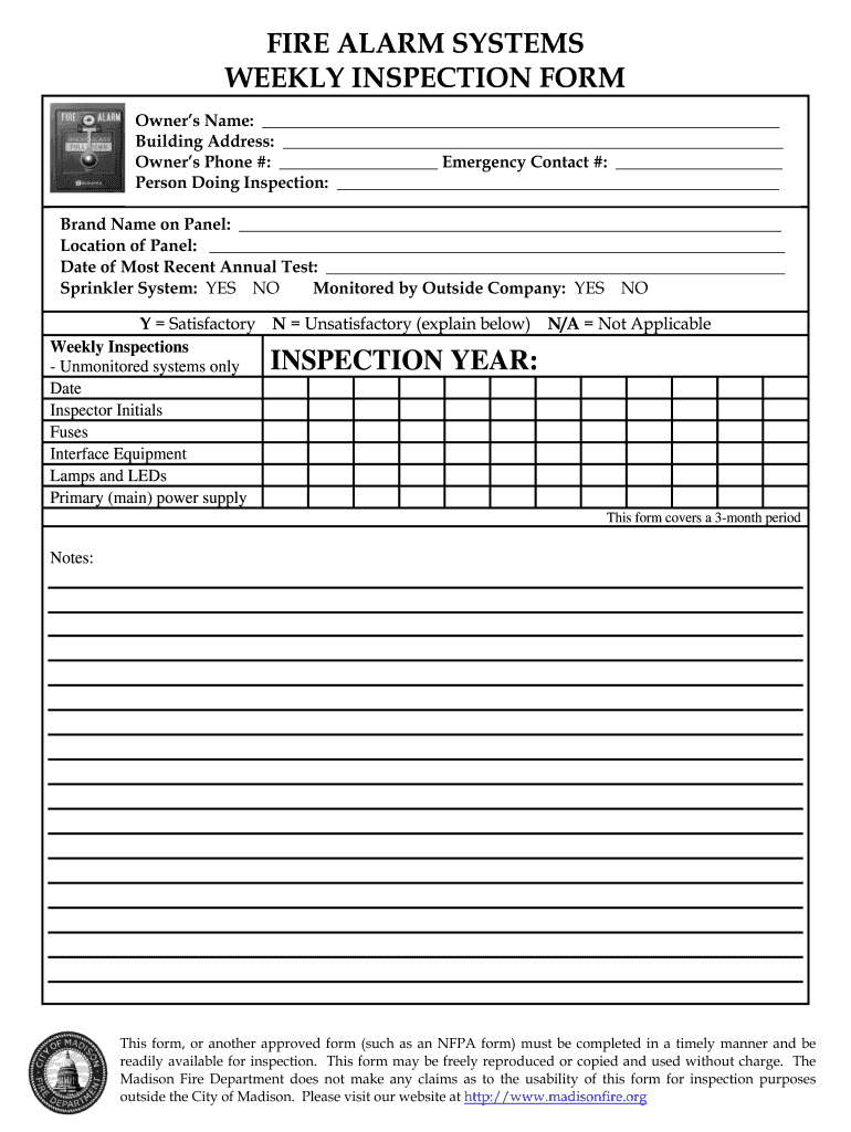 Fire Alarm Inspection Forms Fill Online, Printable, Fillable, Blank