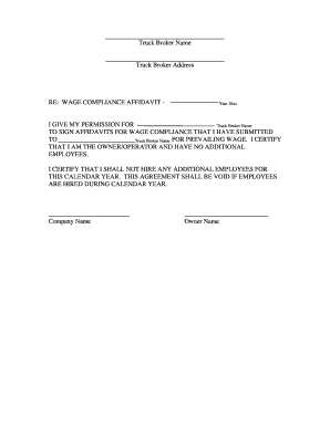 Wage Compliance Affidavit