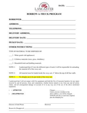 Borrow-A-Truck Program Application