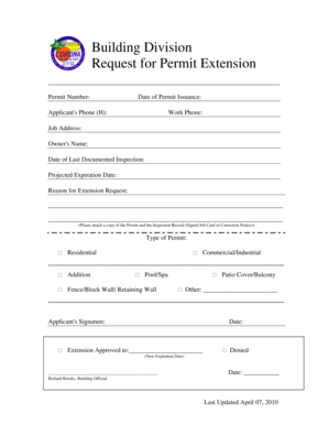 Building Division Permit Extension Request