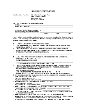 Jury Service Exemption Form
