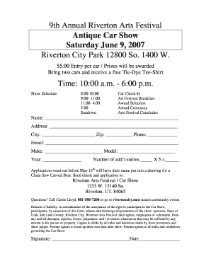 Fillable Online First Annual Antique Car Show Fax Email Print - pdfFiller