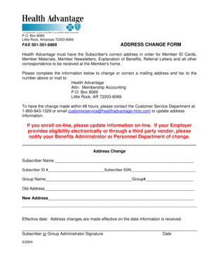 Health Advantage Address Change Form