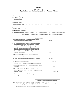 Form 1 Application for Physical Fitness Declaration