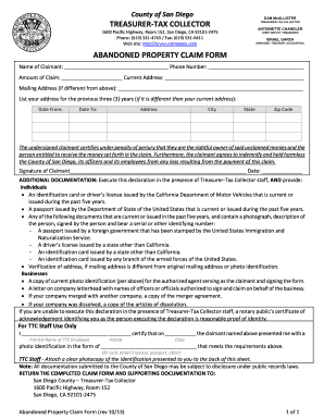 Abandoned Property Claim Form