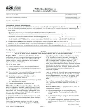 California Withholding Certificate for Pension or Annuity Payments