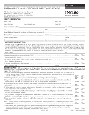 ING Fixed Annuities Agent Appointment Application