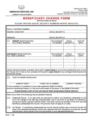Beneficiary Change Form