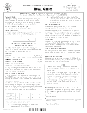 Royal Choice 1-Year Annuity Application