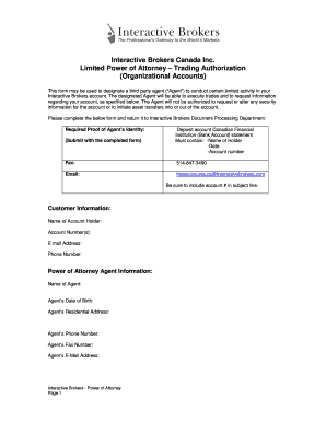 Limited Power of Attorney Trading Authorization