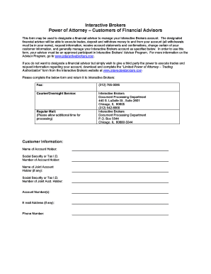 Power of Attorney Customers of Financial Advisors