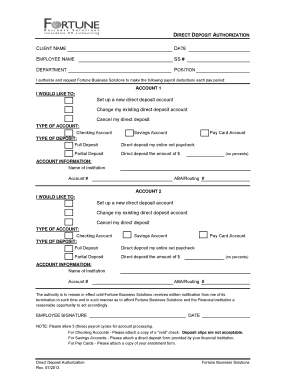 DIRECT DEPOSIT AUTHORIZATION