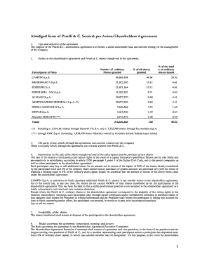 1 Abridged form of Pirelli and C Societ per Azioni Shareholders