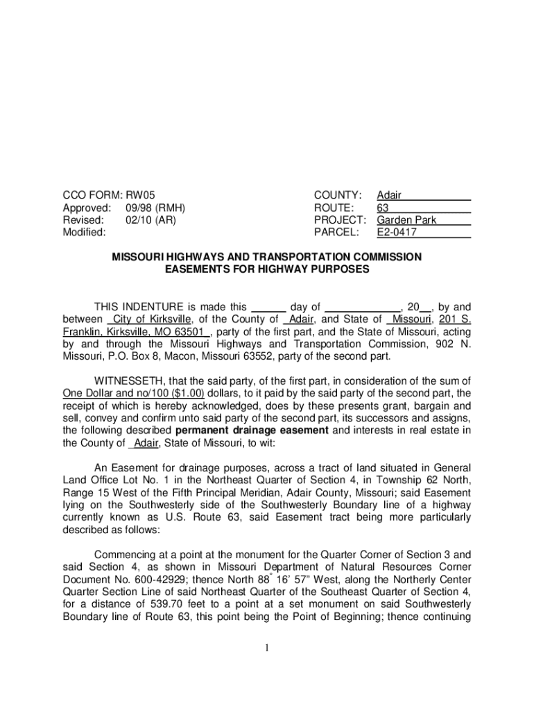 CCO FORM: RW05 Preview on Page 1