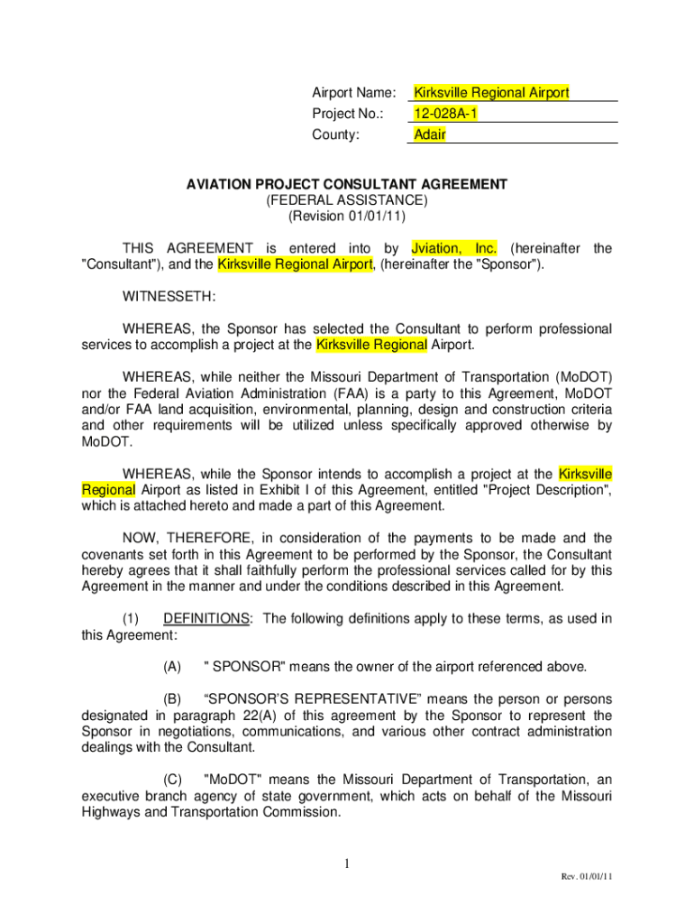 Airport Name Project Consultant Agreement Preview on Page 1