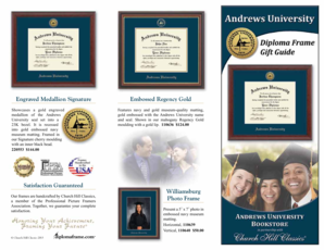 Andrews University Diploma Frame Order Form