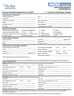 Insurance Verification Request Form for Vectibix