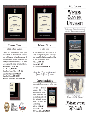 Western Carolina University Diploma Frames