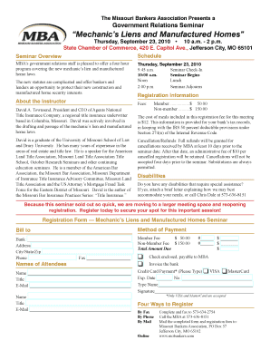 Mechanic s Liens and Manufactured Homes Seminar Registration