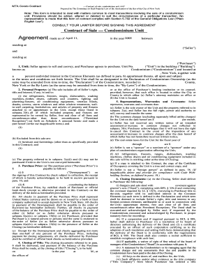 MTA Condo Contract — Contract of Sale