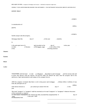 MTA ASST OF MTG Assignment of Mortgage with Covenant