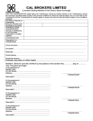 Ghana Stock Exchange Transfer Form