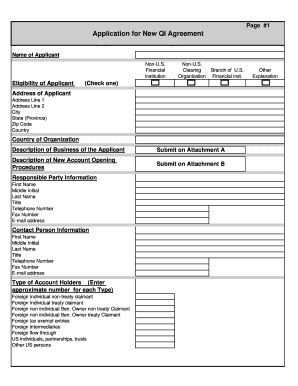 Application for New QI Agreement