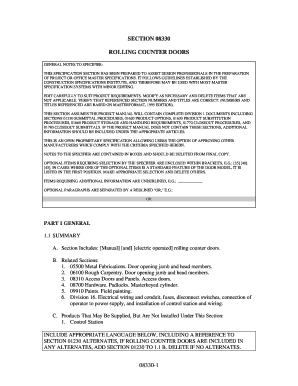 Counter Door Specification - Cornell Iron Works Inc