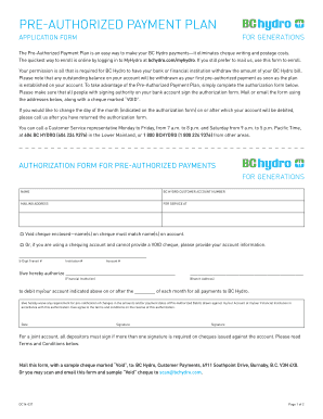 Simple payment agreement template word pdf - bc hydro pre authorized payment form