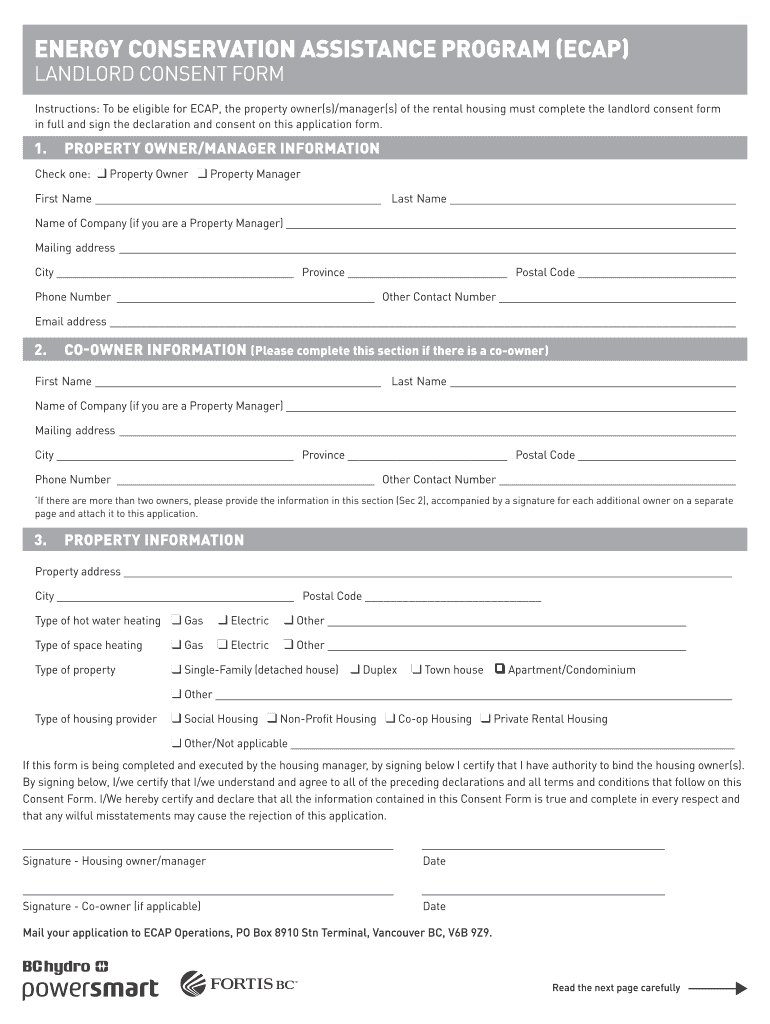 ENERGY CONSERVATION ASSISTANCE PROGRAM (ECAP) LANDLORD CONSENT FORM Preview on Page 1