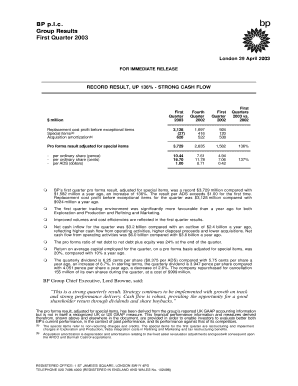 BP plc Group Results First Quarter b2003b