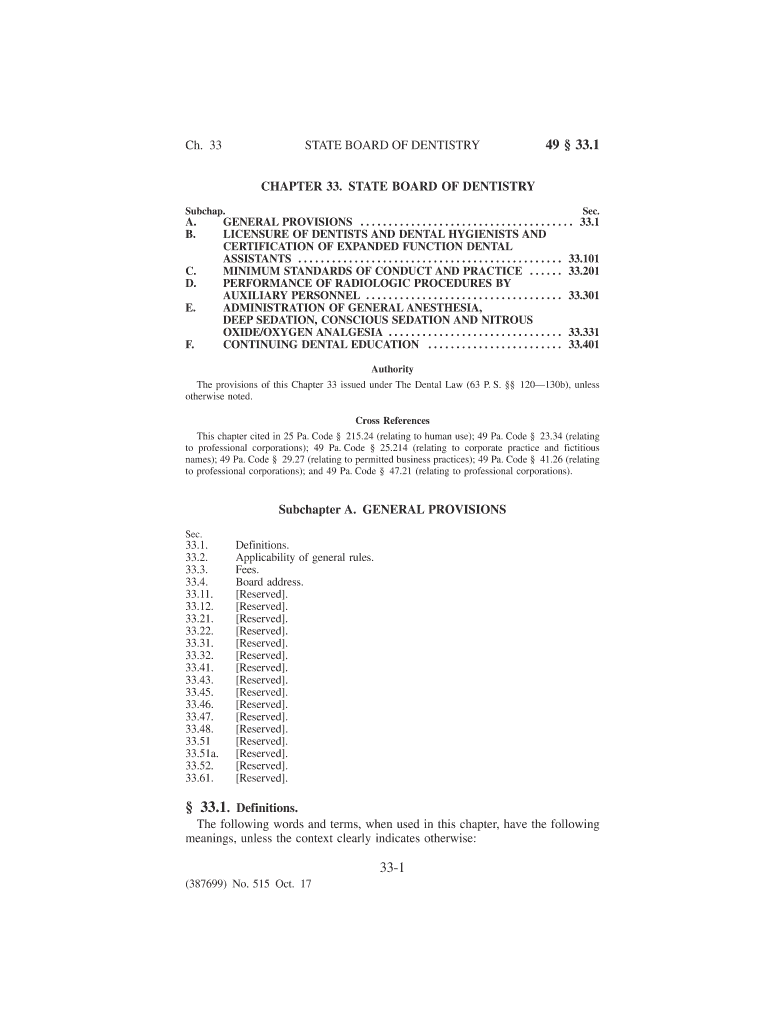 CHAPTER 33 STATE BOARD OF DENTISTRY Preview on Page 1