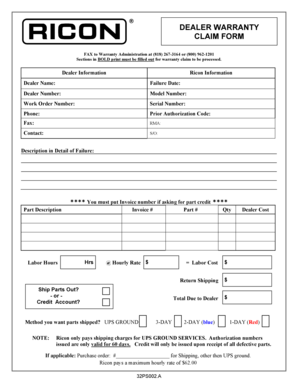 dealer claim form