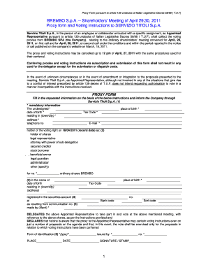 Proxy Form for Brembo Shareholders Meeting