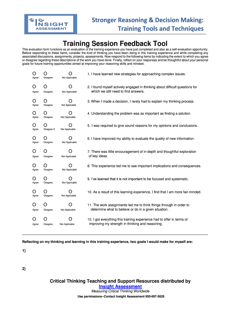 Training Session Feedback Tool Preview on Page 1