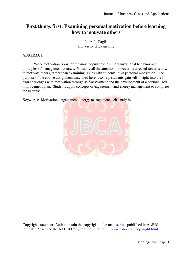 Journal of Business Cases and Applications Preview on Page 1