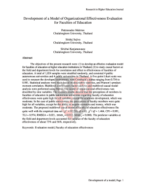 Development of a Model of Organizational Effectiveness Evaluation bb