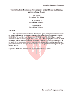 The valuation of compensation expense under SFAS 123R using