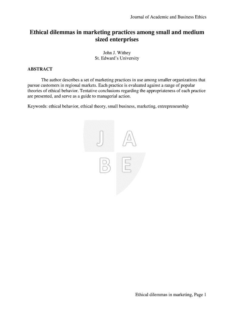 Ethical dilemmas in marketing practices among small and medium Preview on Page 1