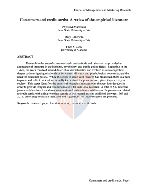 Consumers and credit cards: A review of the empirical literature