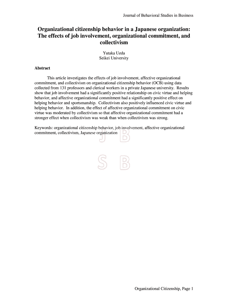Organizational citizenship behavior in a Japanese organization: Preview on Page 1