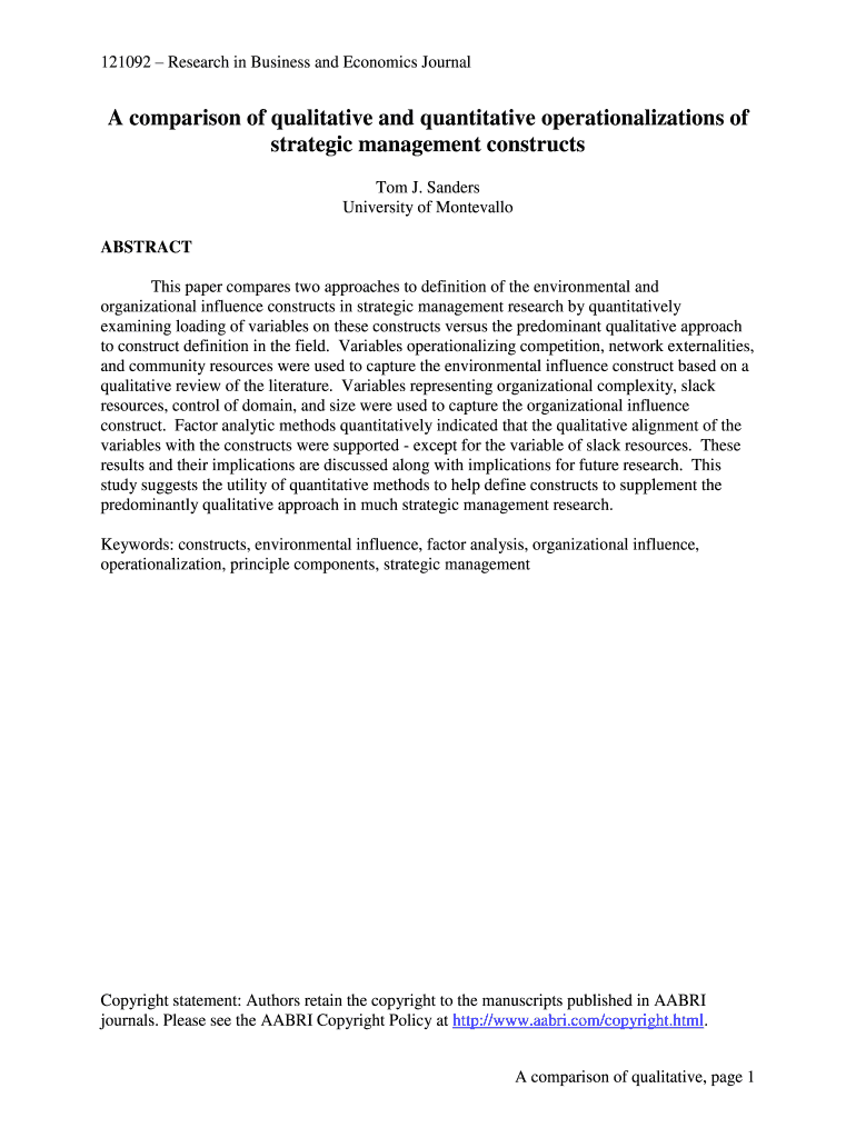 A comparison of qualitative and quantitative operationalizations of Preview on Page 1