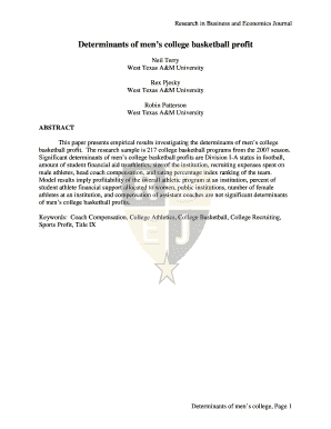 Determinants of mens college basketball profit