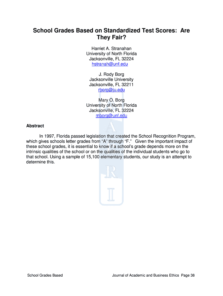School Grades Based on Standardized Test Scores: Are They Preview on Page 1